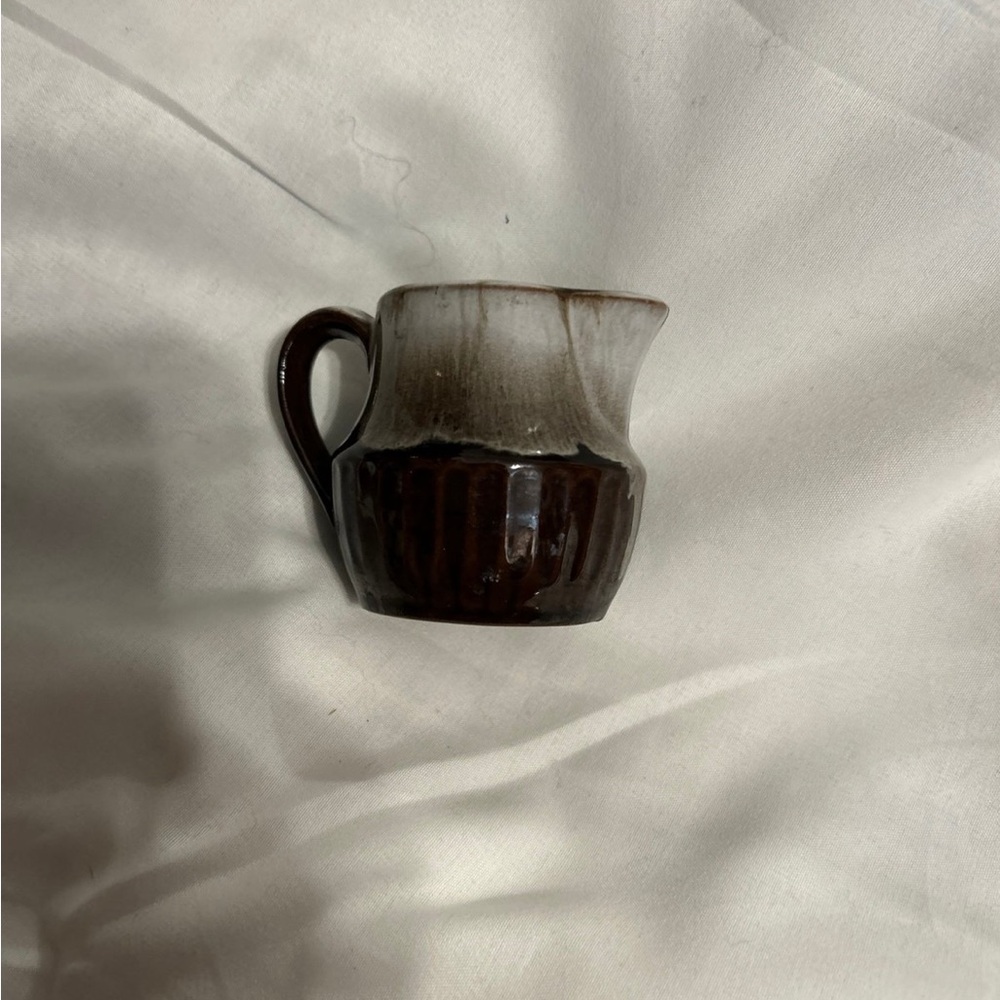 Brown and Cream Ceramic Mini Pitcher